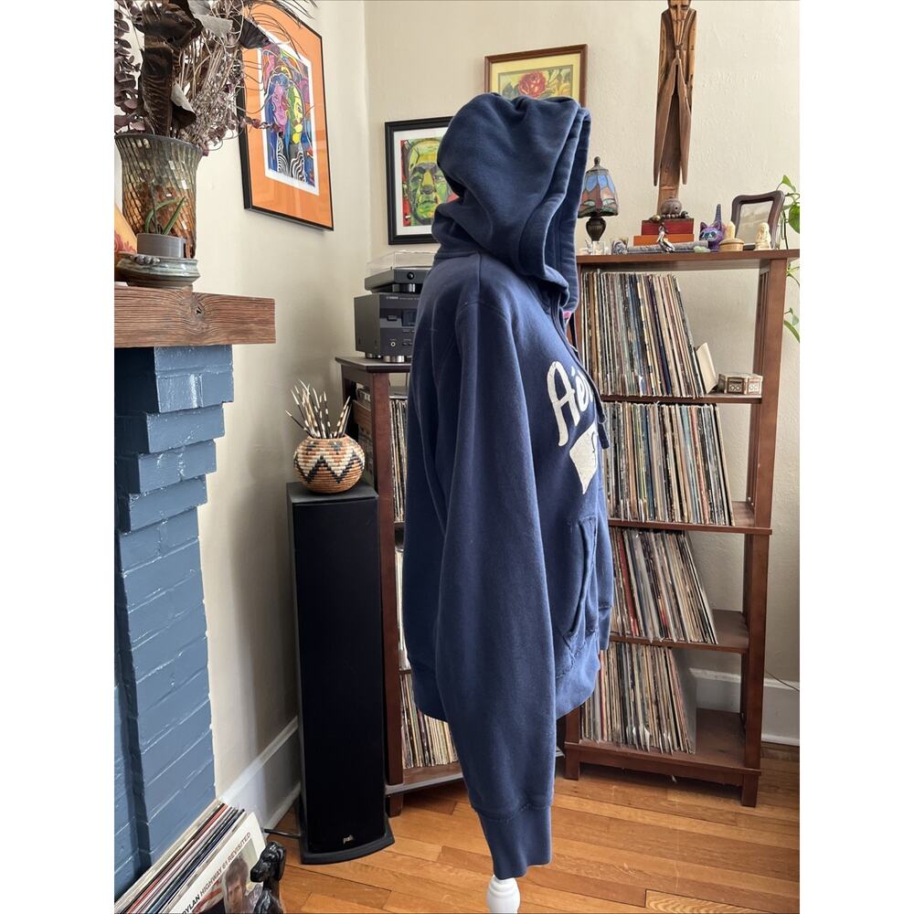 Aeropostale Hoodie XXL Sweatshirt Blue Womens Full Zip Spellout Glitter Y2K 90s - Picture 2 of 9